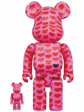 Bearbrick x hide pink heart 100% and 400% set
